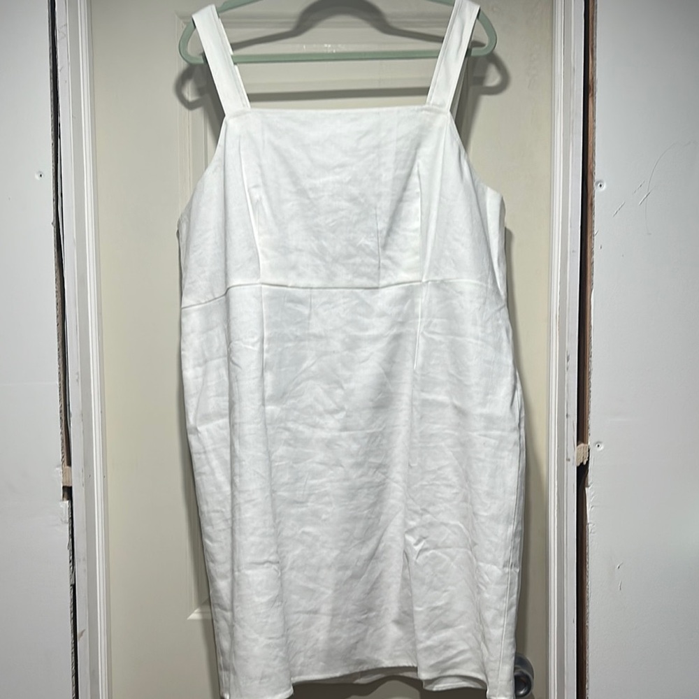 White Linen Sleeveless Dress